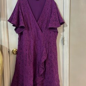 City Chic Deep Purple Lace Midi Dress